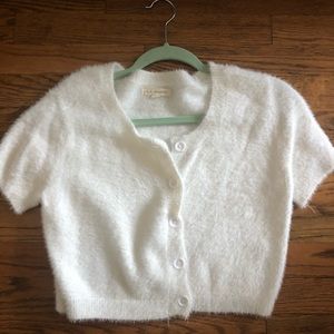 L.A. Hearts Women’s Fuzzy V-Neck Cardigan White